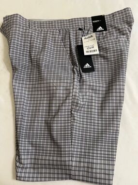 adidas Plaid Performance Golf Shorts in Gray and Black